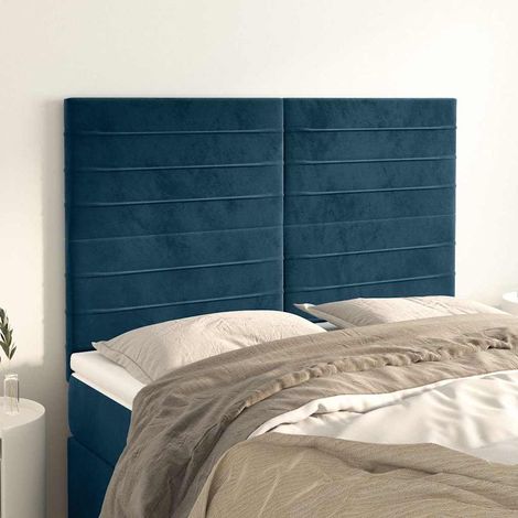 vidaXL Tête de lit Bleu foncé 144 x 5 x 118/128 cm Velours (1/5)