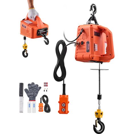 Palan Électrique Portable 3 en 1 Treuil Électrique 700 kg Treuil Levage 1500 W pour Usine Entrepôt Garage, Hauteur Levage 7,6 m Vitesse 5 m/min, Commande Manuelle Télécommande Filaire sans Fil (1/5)