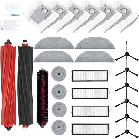 Accessori di Ricambio per Roborock S8 MaxV Ultra: 2 Spazzole in Gomma, 4 Filtri, 6 Spazzole Laterali, 4 Stracci per Lavaggio, 4 Scopini Laterali, 6 Sacchetti per Polvere, 1 Spazzola di Pulizia. (1/5)