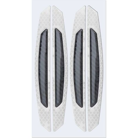 royaluxe - Lot de 4 autocollants anti-collision pour portière de voiture -Bandes réfléchissantes de sécurité de nuit -Pare-chocs 3D -Fibre de carbone -Protection universelle pour la plupart des véhicu (1/5)