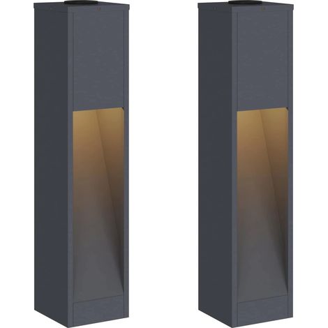 Set di 2 lampade da vialetto solari autoportanti dal design moderno 18 x 18 x 80 cm in acciaio antracite 020052533