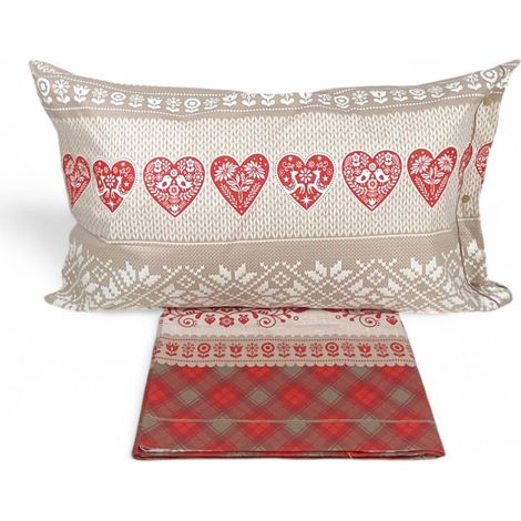 COMPLETO lenzuolo TIROLESE dis. Mezzenile in puro cotone Made in Italy 1 piazza e mezza (1/5)