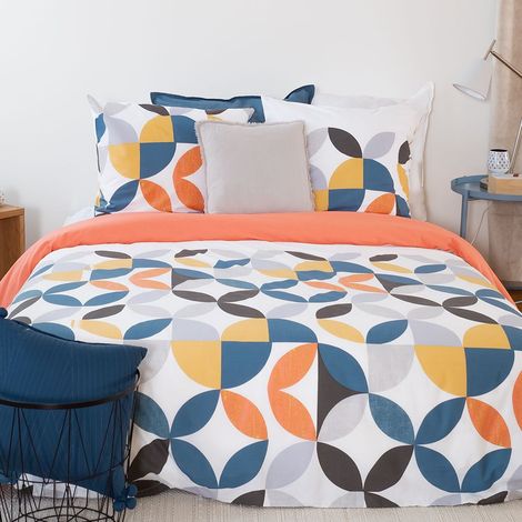 Parure de lit avec Housse de Couette 220x240 cm + 2 Taies d'oreiller 63x63cm Parure de lit pour 2 Personnes géométrique coton (1/5)