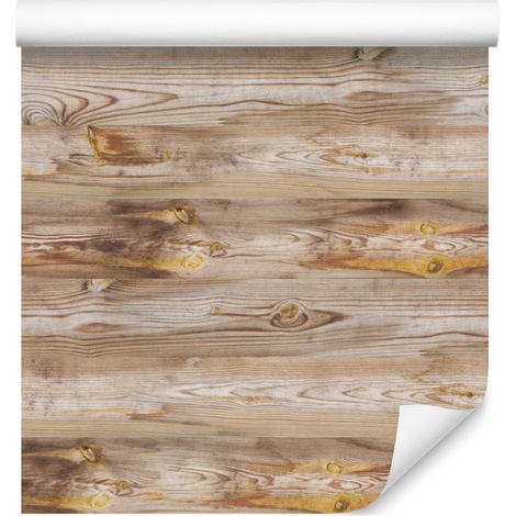 Papel pintado con diseño de tablones horizontales de madera para salón y dormitorio, 50x1000 cm. (1/5)