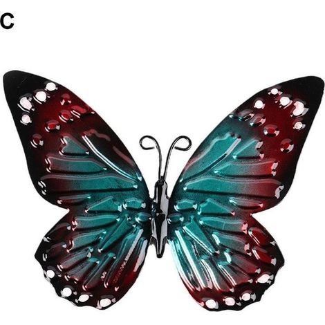 Butterfly - Metal Wall Decoration - 3D Cutout Design - Indoor Outdoor Use - Garden Bedroom Living Room Decor - 13.5 x 9 cm - 30 g