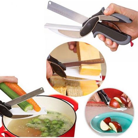 2 pz FORBICE TAGLIERE CLEVER CUTTER COLTELLO FORBICI TAGLIA FRUTTA VERDURA CARNE (1/5)