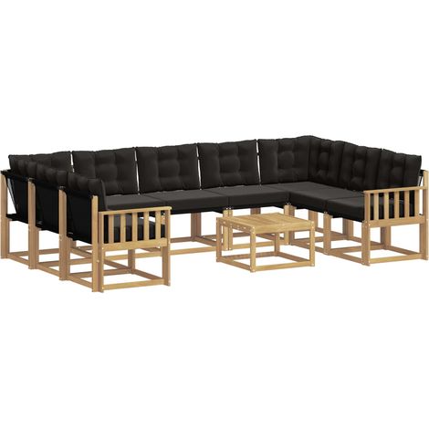 Ensemble de canapés d'extérieur 10 pc Blanc et noir vidaXL (1/5)