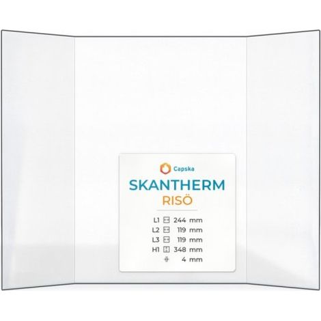 Vitre Skantherm RISÖ - Verre Prismatique pour poêle à bois - (119 + 244 + 119) x 348 mm (L2+L1+L3 x H1) - 4 mm