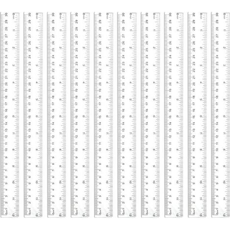 Set mit 10 transparenten Kunststofflinealen, 30 cm lang – Gerade Kunststofflineale mit metrischen und imperialen Markierungen – Präzisionsmesswerkzeug (1/5)