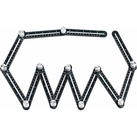 Règle Pliante Multi-angle - Alliage D'aluminium 5 mm - Pour Carrelage Maçonnerie Menuiserie - 12 Sections De 12 Cm - Unités Cm Et Pouces - 1 Pièce (1/5)
