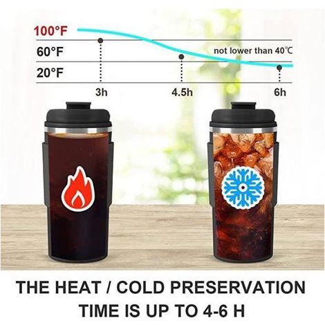 Tasse à Café Isotherme 450 ml - Acier Inoxydable - Anti-fuite - Conservation Température Étiquette (1/4)