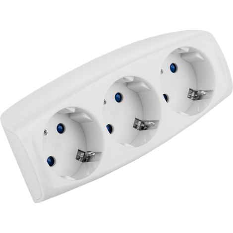 BeMatik - Multiplicateur d'adaptateur triple fiche schuko blanc (1/5)