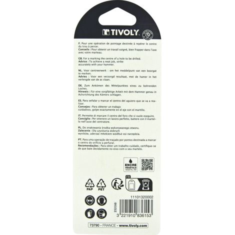 Tivoly • set di 2 punzoni 100% metallo zigrinato, Ø 9-10mm