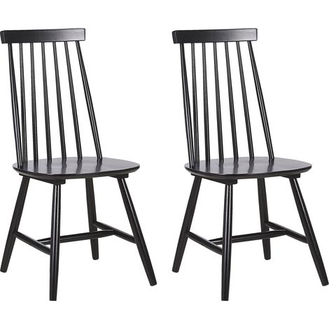 Conjunto de 2 sillas de comedor de madera maciza estilo rústico negro Burbank (1/5)