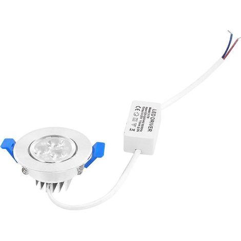 Spot encastré à 3 LED 3W pour plafond idéal pour comptoir vitrine ou éclairage intérieur (lumière blanche) (1/5)