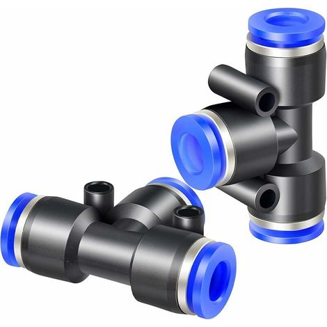 VURAHOME - Connecteur Pneumatique 10 mm 3/8", Connecteur Type T, Connecteur Pneumatique Pneumatique PE10 Connecteur Rapide à 3 Voies Tuyau 10 mm, Connecteur Pneumatique, Connecteur De Tuyau D'air (5 p