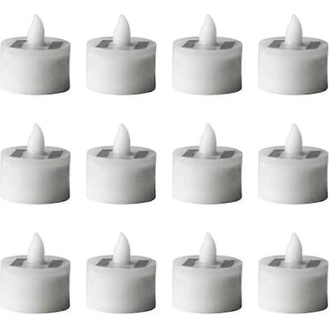 Lot de 12 lampes chauffantes LED solaires, rechargeables et étanches, à effet scintillant, idéales pour les fêtes, le jardin et la décoration intérieure (blanches). (1/3)
