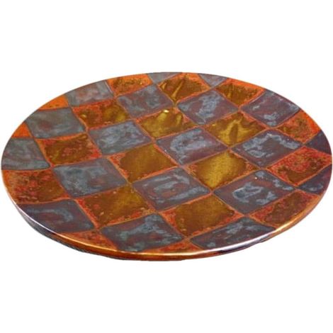 Piatto decorativo in ceramica a scacchi, utilizzabile anche come portacandele. (1/2)