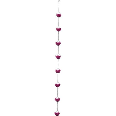 Chaînes de pluie en fer 225 cm avec 8 tasses à roses décoratives résistantes aux intempéries Finition galvanisée pour jardin terrasse extérieur
