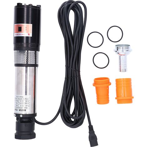 Pompe immergée acier inox 48V DC 300W, moteur cuivre, haute hauteur de refoulement, pompe de puits profond solaire. (1/5)