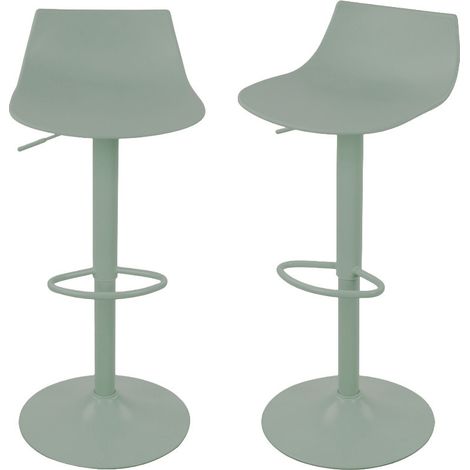 Lot de 2 chaises de bar réglables en plastique et métal H58-79cm - Vert - Heribo (1/5)