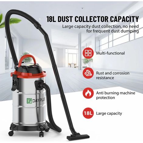 Aspirateur sec et humide 5000W avec fonction souffleur 3 en 1, extracteur de poussière industriel puissant de 19 kPa avec réservoir de 18L pour la maison (1/5)