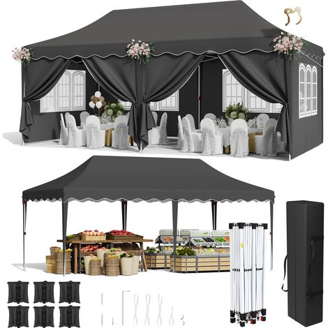 Tente de pavillon pop-up, imperméable, protection UV, cadre en aluminium robuste (1/2)