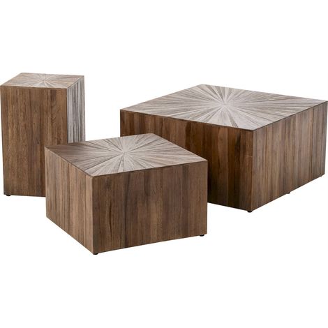 Set de table basse cube en bois - marron foncé (1/5)
