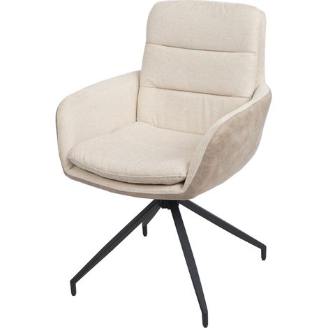 Chaise de salle à manger x1 inclinable pivotante position automatique tissu crème beige 040006335 (1/5)