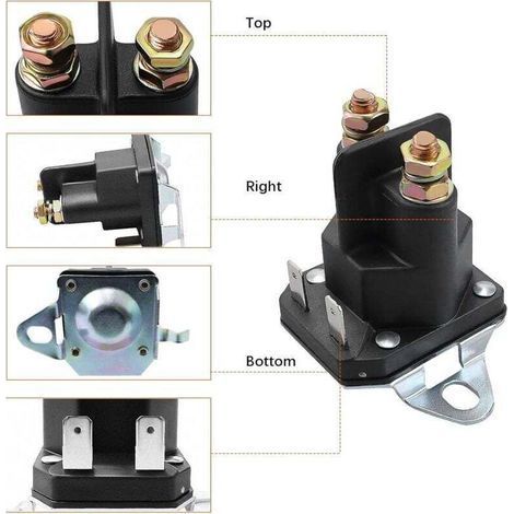 Relè solenoide di avviamento a 4 pin da 12 V, contattore da 12 Volt 762-1261-211-51, adatto per tosaerba, motoslitte, golf cart, trattorini da giardino, ecc. (1/3)