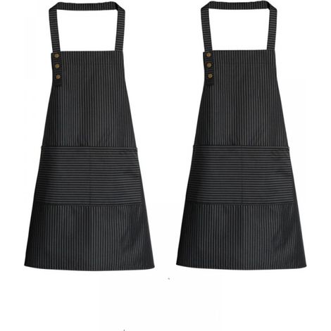 Lot de 2 tabliers de cuisine imperméables avec poches, tabliers de cuisine et de barbecue ajustables