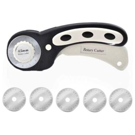 Black Rotary Cutter, Wrapping Paper Cutter, With Five Replacement Blades, Suitable for Cutting Paper, Fabric, Leather, etc. (1/5)