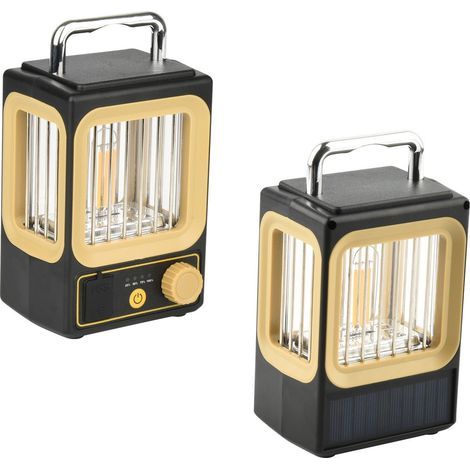 Set mit 2 batteriebetriebenen Campinglaternen – Infrarotsensor – Dekorative Tischleuchte für Garten und Terrasse – Ideal zum Campen – Solarleuchten – Gelb (1/5)