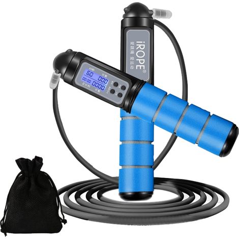 Corde à Sauter - Compteur de Calories Intégré - Roulement à Billes en Acier - Réglable en Longueur - Pour Fitness et Boxe - 1 Pièce (1/5)