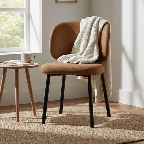 Lot de 2 chaises 49x52x81 cm en tissu terracotta et pieds noir - NERKA