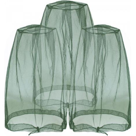 3 pièces Filet anti-insectes pour la tête, le visage,les moucherons des activités de plein air, avec sac de rangement,Vert (1/5)