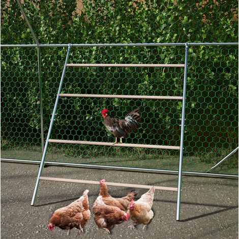Percha para gallinas, montaje sencillo, juguete para gallinero, metal gris (1/5)