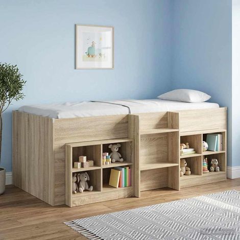 vidaXL Hochbett für Kinder Sonoma-Eiche 98,5 x 200 cm Holzwerkstoff (1/5)