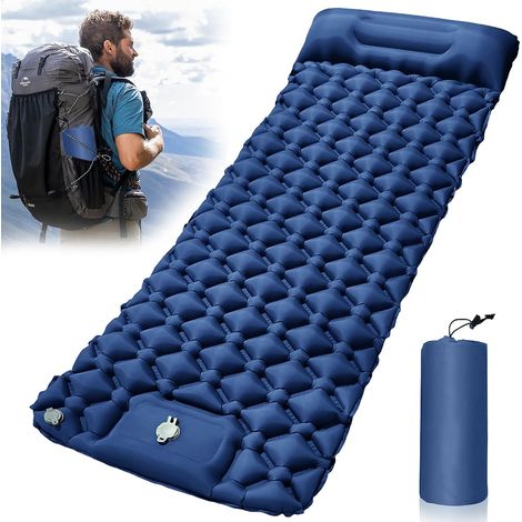 Aufblasbare Matratze, Campingmatte, Ultraleichte Isomatte mit Fußpumpe und Kissen, Wasserabweisende Aufblasmatratze für Camping, Reisen, Strand, Zelt, Schlafsack (1/5)