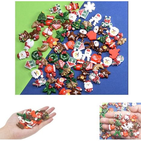100 Stück Miniatur-Weihnachtsfiguren, Miniatur-Weihnachtsschmuck, Weihnachtsfiguren aus Harz, Mini-Weihnachtsdekorationen, Deko