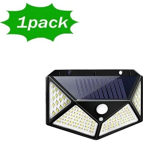 (100 LED, 1 paquet) Appliques solaires murales d'extérieur, lampe solaire avec détecteur de mouvement PIR, compatible avec les éclairages de jardin et de rue. (1/5)
