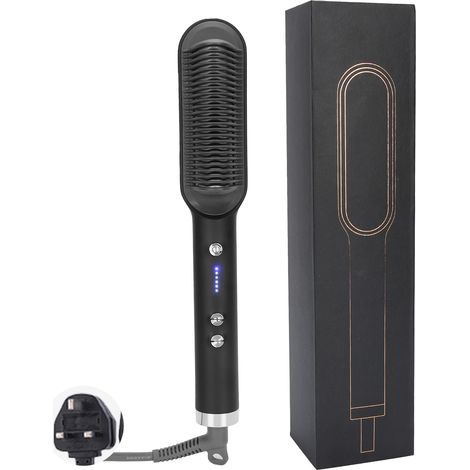 Lisseur cheveux multifonction fer à friser peigne coiffant 220V Noir + Rouge prise UK (1/5)