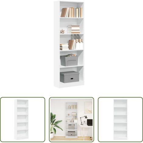 Bibliothèque -  Bibliothèque Blanc 60x24x176 cm Bois d'ingénierie (1/5)