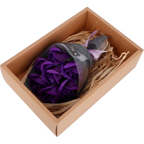 Bouquet de roses artificielles en savon, fausses fleurs violettes, pour cérémonie de mariage ou cadeau de Saint-Valentin (1/5)
