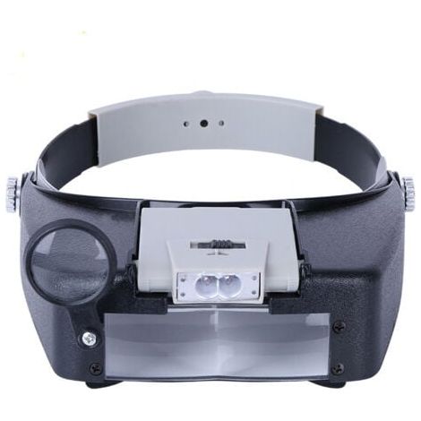 Bandeau Loupe Horloger Mains Libres Loupe avec Lumière Casque Loupe Grossissante avec LED Lumière, pour Horloger, Bijoutier, Lecture (1/5)