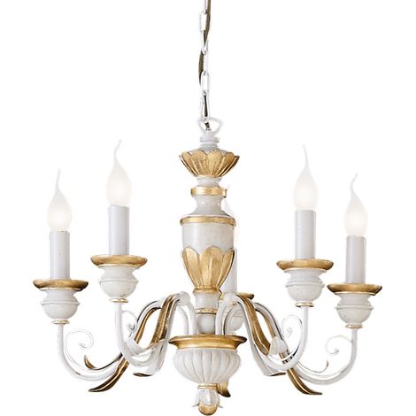 Lampadario Classico Firenze Materie Plastiche Bianco 5 Luci E14 (1/2)