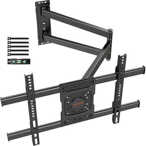 Support mural TV orientable 32-75 pouces, bras long 710mm, inclinable, pivotant 180° (1/5)