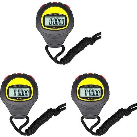 3 Ensemble de Chronomètre électronique à grand affichage, minuterie de course professionnelle, chronomètre d'entraîneur d'arbitre de sport, chronomètre de course résistant à l'eau (1/5)