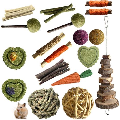 Bardusch-Jouets Sofier pour lapins et cochons d'Inde, foin de Timothy naturel, jouets à mâcher faits main pour hamsters et leurs dents (1/4)