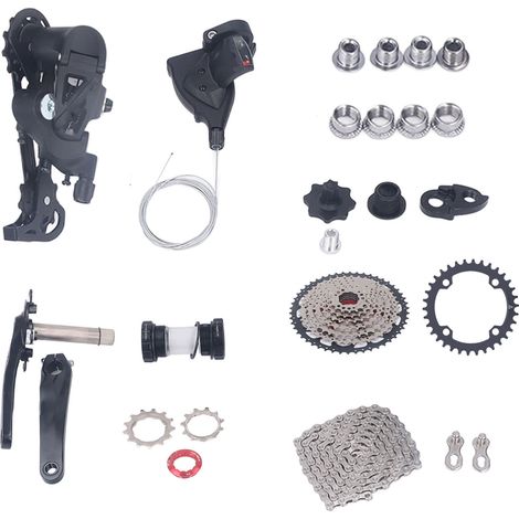 Groupe vélo 9 vitesses, roue libre 50 dents, kit de dérailleur, pédalier, accessoires pour modification, plateau 34 dents